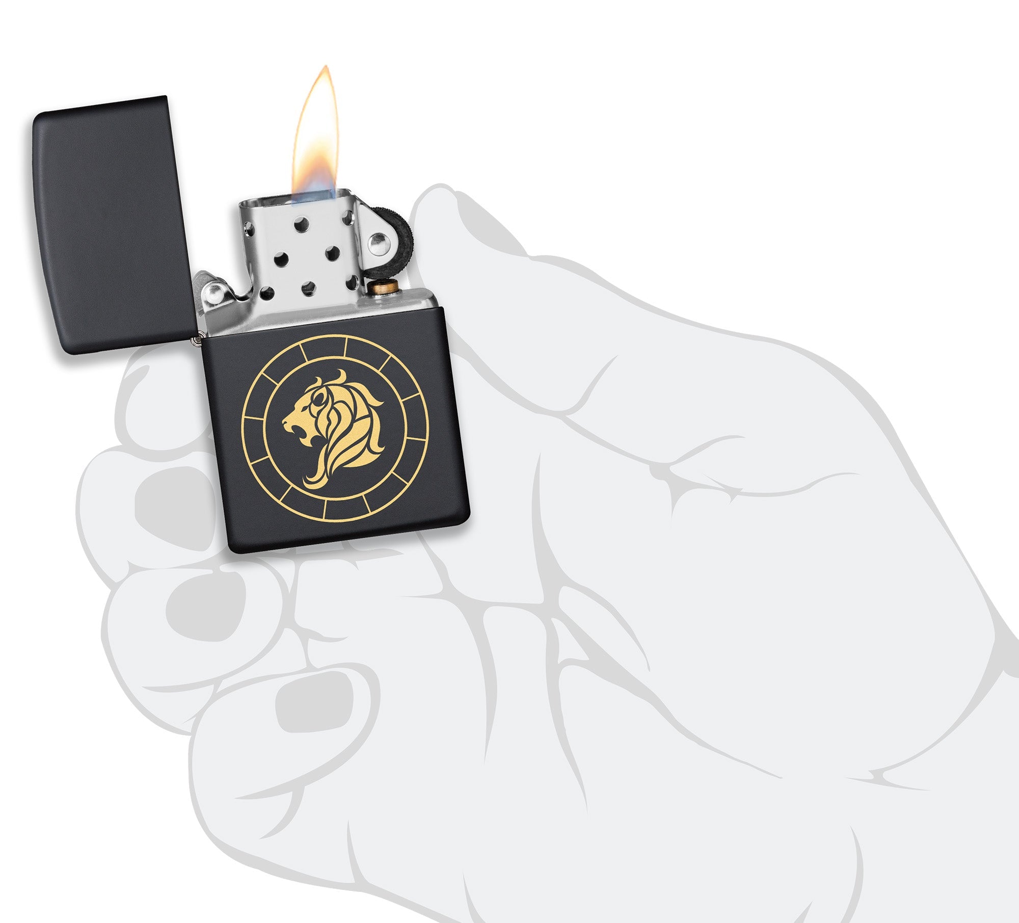 Zippo Leo Zodiac Sign Black Matte Pocket Lighter Zippo