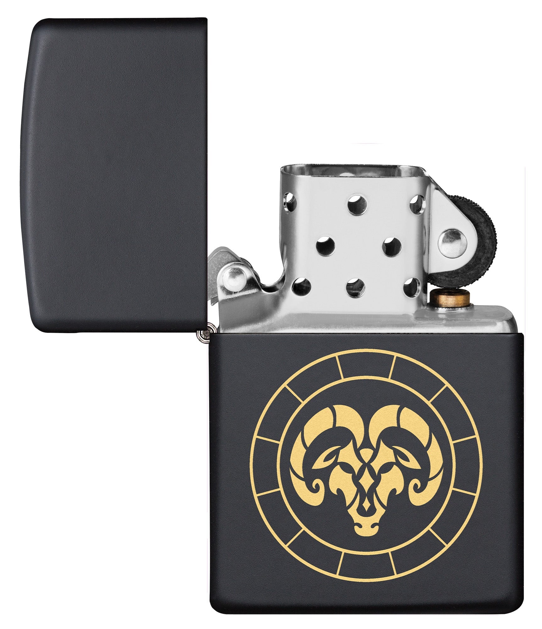 Zippo Aries Zodiac Sign Black Matte Pocket Lighter Zippo