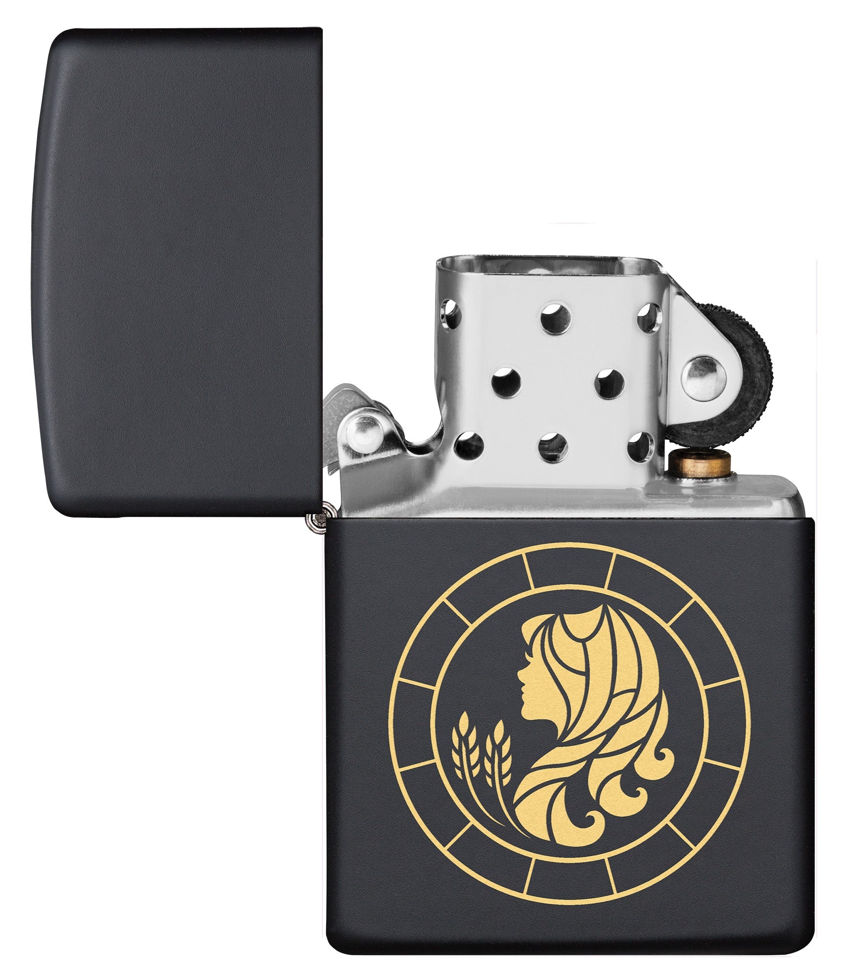 Zippo Virgo Zodiac Sign Black Matte Pocket Lighter Zippo