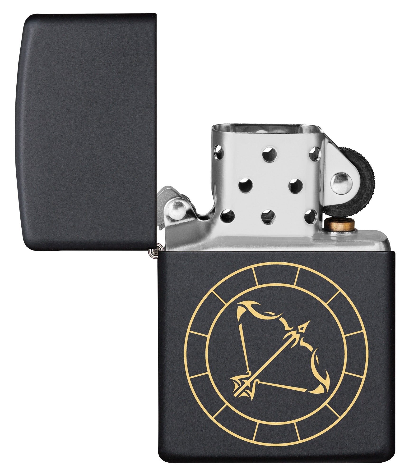 Zippo Sagittarius Zodiac Sign Black Matte Pocket Lighter Zippo