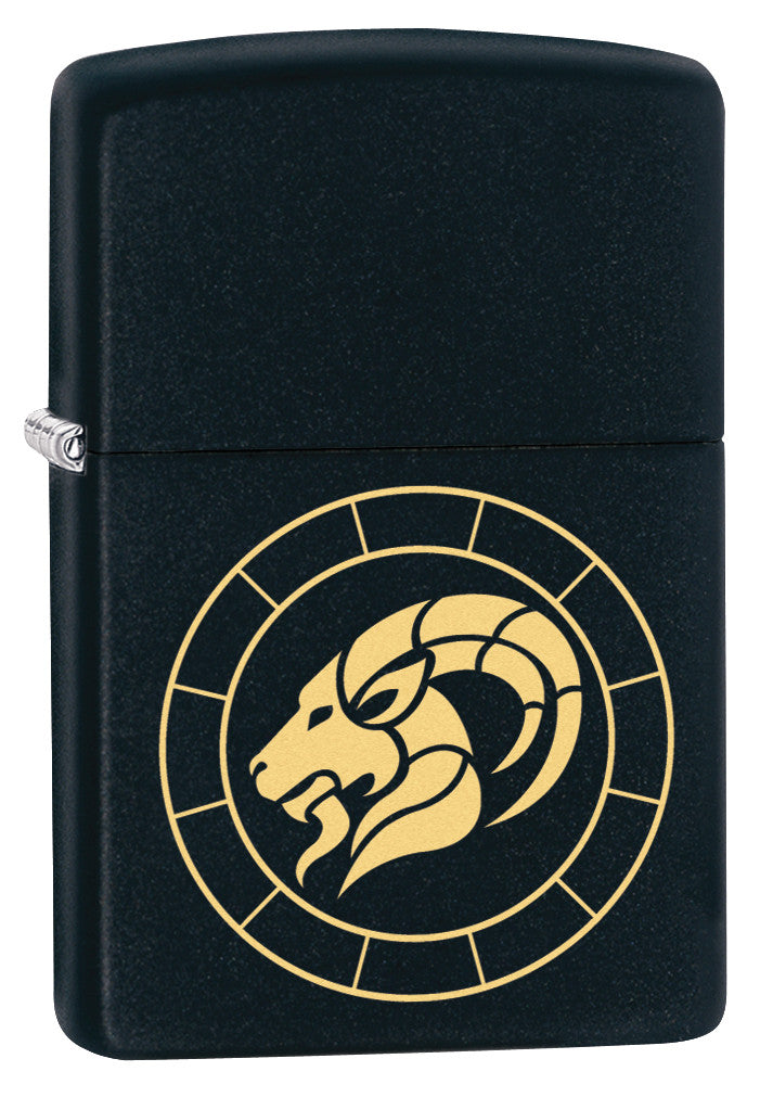 Zippo Capricorn Zodiac Sign Black Matte Pocket Lighter Zippo